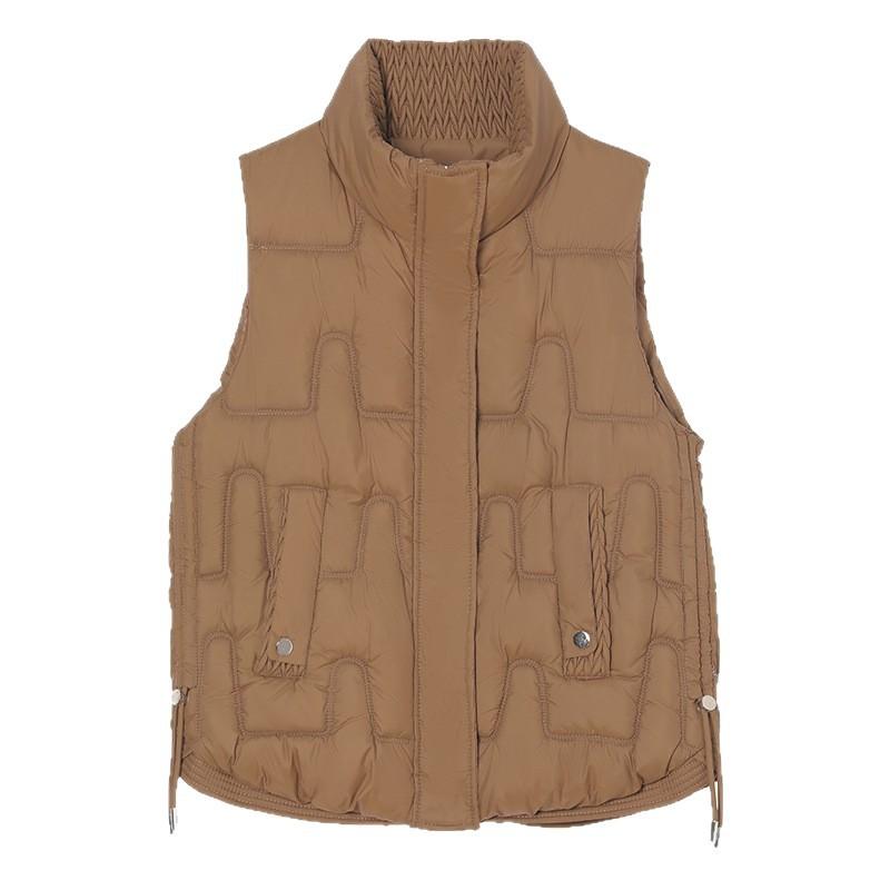 Off-season down cotton vest women's new fashion short loose and versatile simple and light sleeveless stand-up collar vest