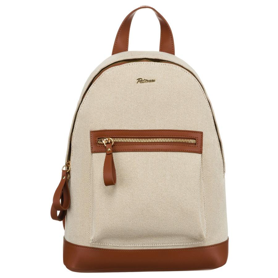 Large, Urban Women's Backpack In Beige-brown Color with an Outer Pocket - Peterson