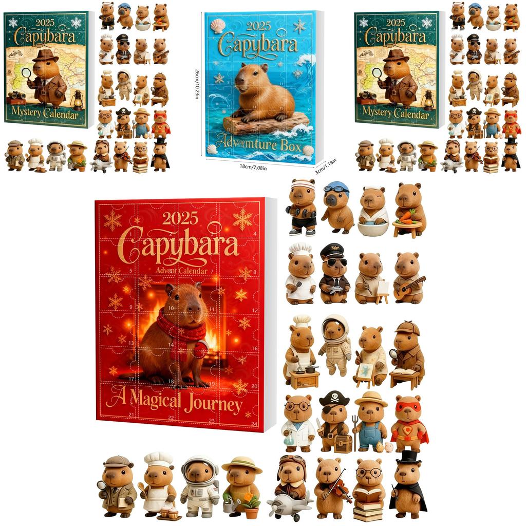 Christmas Capybara Advent Calendar Blind Box With Acrylic Figurines For Festive Decorations