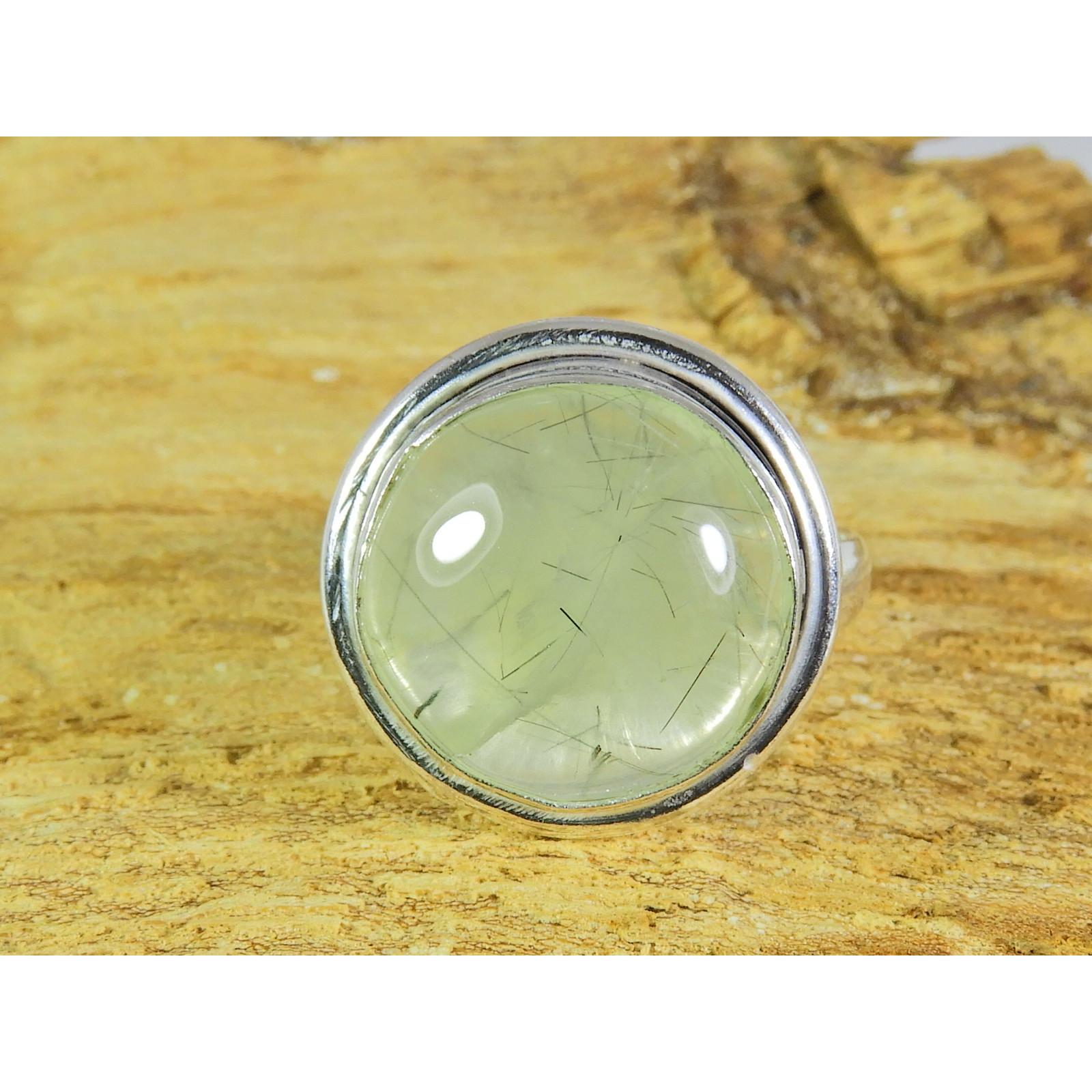 

Natural Prehnite 925 Solid Sterling Silver Ring Size US-7.5 PG-110