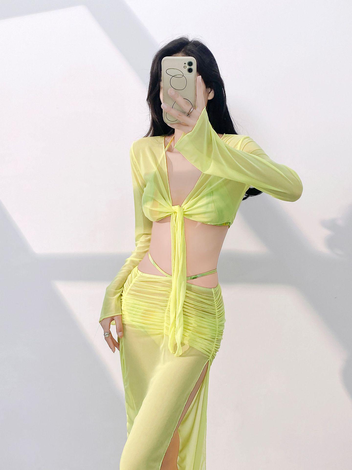 

Женский сексуальный купальник бикини с юбкой и глубоким V-образным вырезом в стиле тай-дай с модной накидкой M