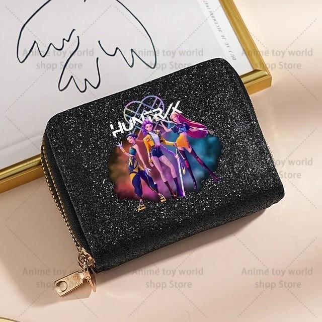 Portafoglio Kpop Demon Hunters per Donna Portamonete e Porta Carte Scintillante con Paillettes