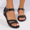 Shoes Female 2025 Plus Size Open Toe Women's Sandals Office Sandals Women Round Toe Buckle Strap Wedges Shoes Women
