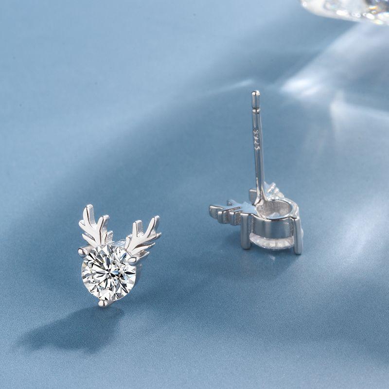 S925 Sterling Silver Forest Deer Stud Earrings - Versatile Elf Antler Design