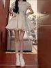 Women's Summer Floral Doll Collar Dress with Puff Sleeves and Waist-Cinched Fluffy Skirt