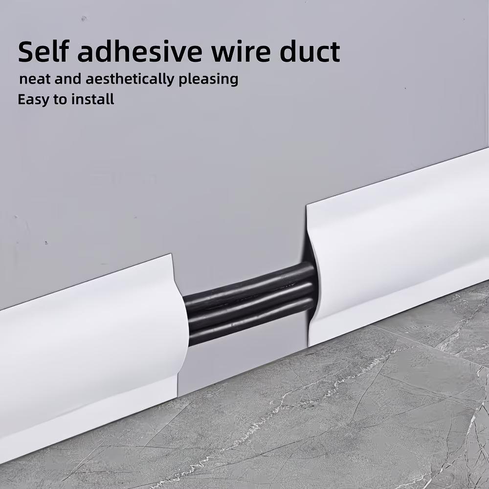 1pc 3meters/118.11in PVC Wire Safety Strip, Self-Adhesive, Resilient Wall & Floor Cable Cover Protector