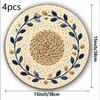 4 Pcs Flower Print Placemats 2D Round Polyester Washable Table Mats for Restaurant Home Daily Festival Use