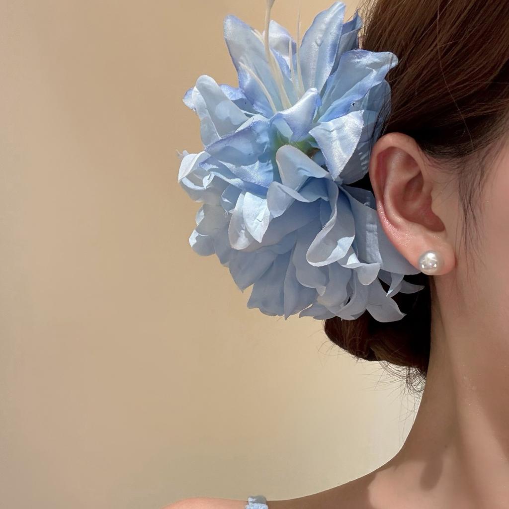 New Chinese Style Bride Red Flower Hair Clip Women's Antique Cheongsam Side Headband Accessory Vacation Travel
