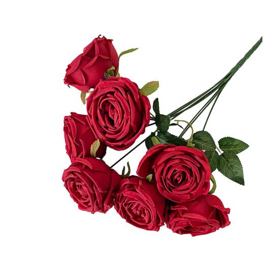Artificial Rose Flower for Flower Arrangement 7 Heads Full Blooms Faux Silk Rose Bouquet with Stem for Home Office Party Wedding Decoration