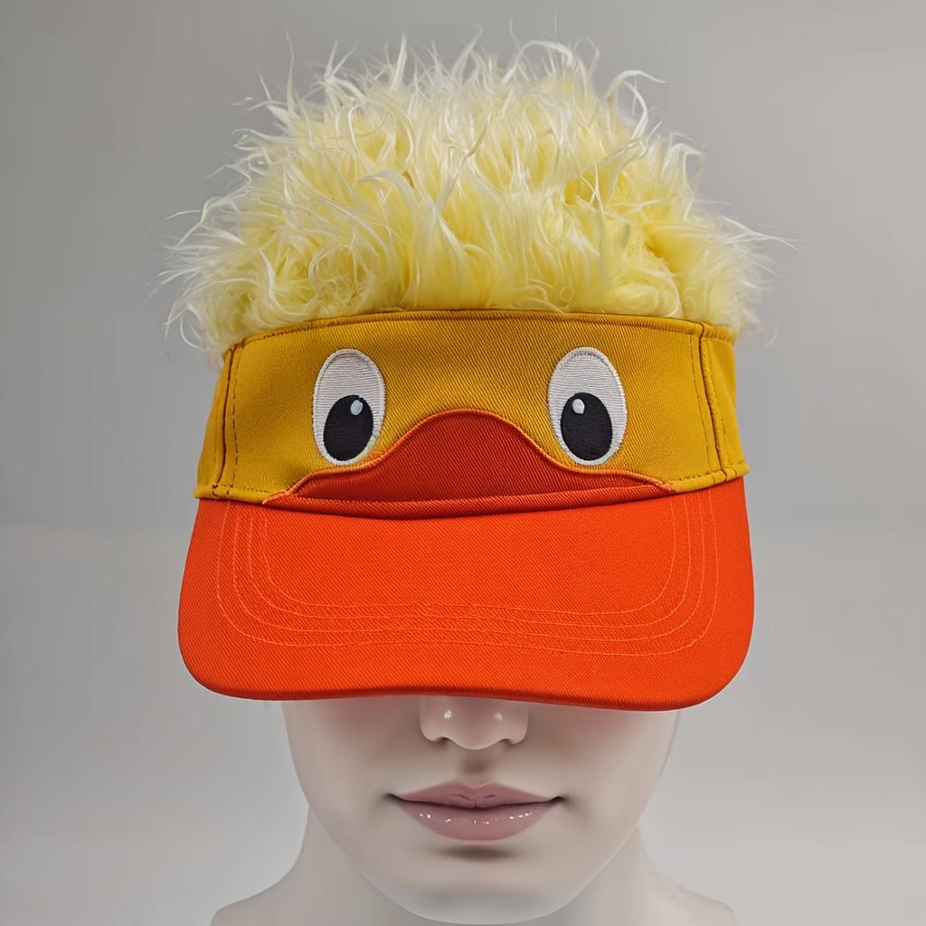 1Pc New Korean Version Adult Little Yellow Duck Baseball Wig Cap Embroidered Unisex Couple Hip Hop Party Novelty Duckbill Cap Funny Casual Hat