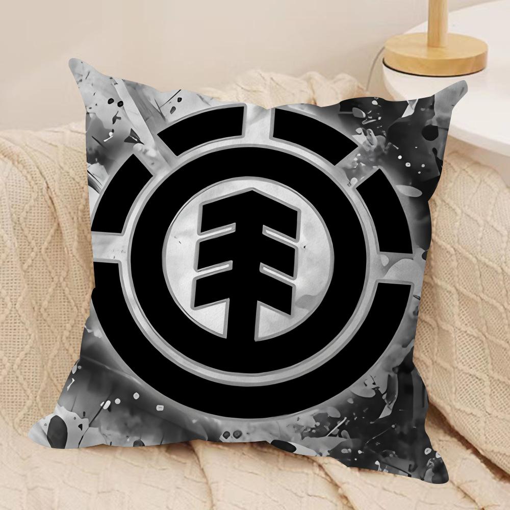 E-Element Logo Cushion Cover Silky Short Plush Sofa Pillow Cover Hidden Zipper Soft Dustproof Case for Home Decor
