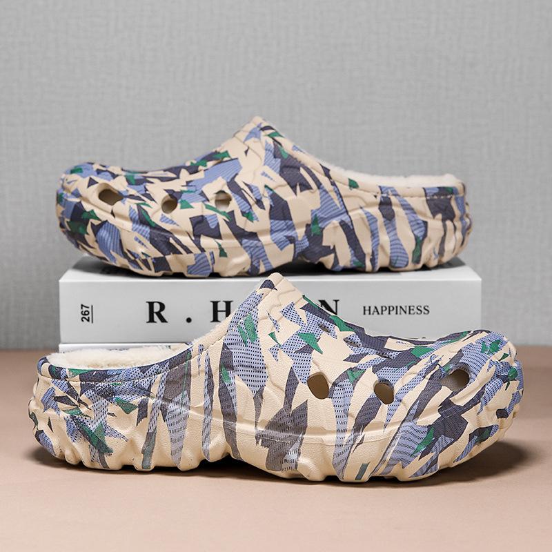 2025 Winter Cotton Closed-Toe Velvet Warm Garden Slippers: Unisex Indoor Half Slippers