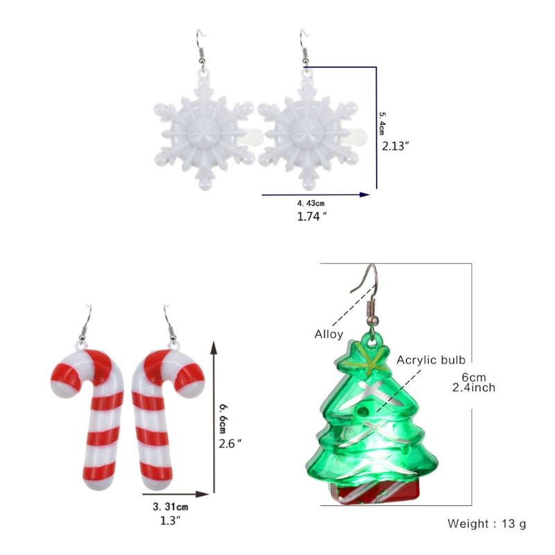 Christmas Party Earrings LED Lights Christmas Tree Glowing Dangler Glow in the Dark Snow Eardrop Easter Present Gift