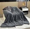 Solid Colour Three-dimensional Stripes Drawstring Rabbit Hair Cover Blanket Winter Soft Warm Double Layer Thickening Cover Blanket