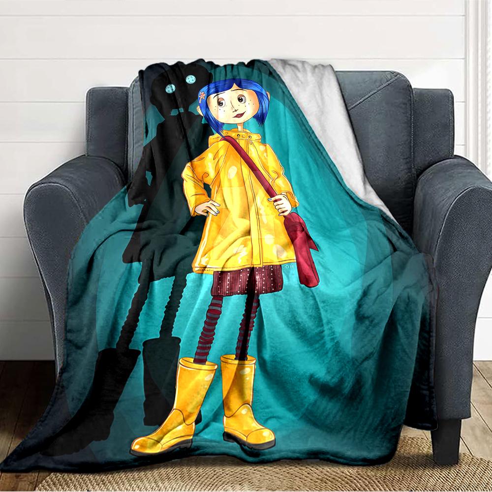 1pc Coraline (6) Blanket, Gift, for Men and Women, Soft Blanket, Good for Sofa Bed Couch Travel, Lightweight Flannel Blanket