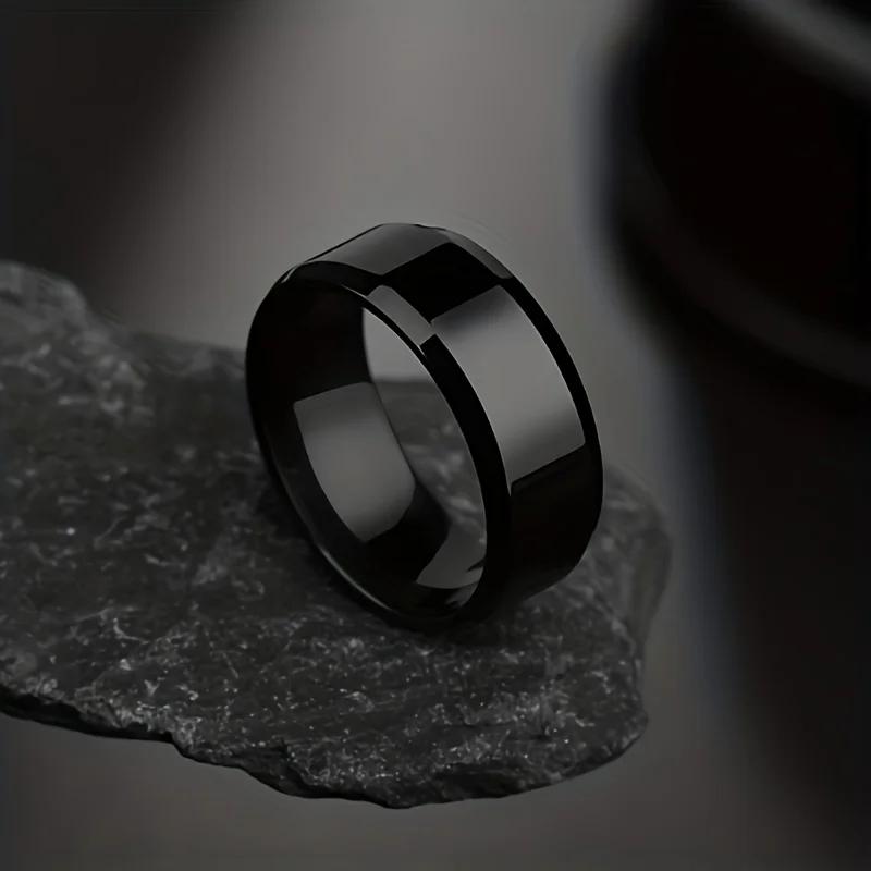 Stainless Steel Ring Classic Black Golden coppery Glossy Men Rings