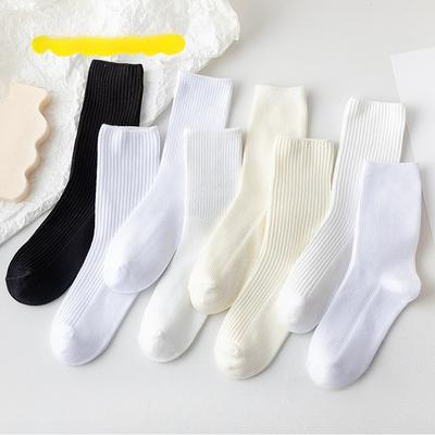 Sommer Dünne Mid-Calf Socken für Damen, Einfarbige Trendige Sportsocken, Atmungsaktive Baumwollsocken
