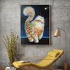 Abstract Long-wool Cat, Oil Painting On Canvas, Cute Posters with Kittens and Prints, Wall Art Pictures with Animals for the Living Room,