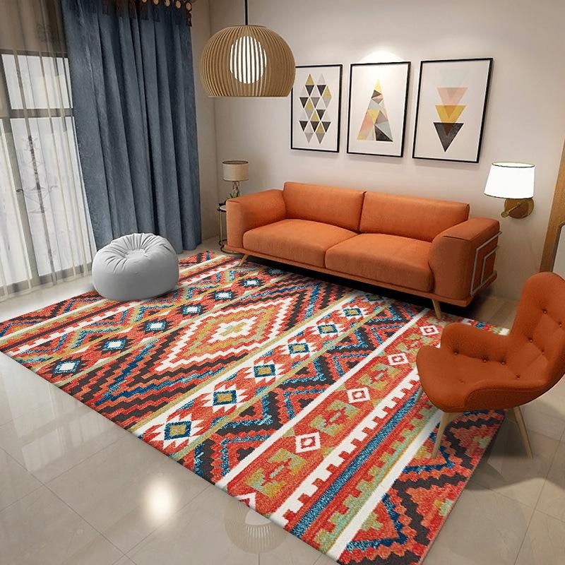 Bohemian Style Area Rug With Geometric Tribal Pattern Artistic Designs Soft Decorative Carpet For Living Room Bedroom Home Decor