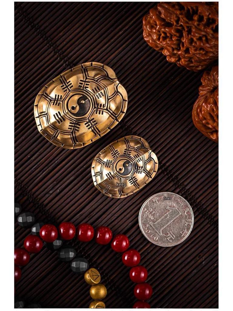 Brass Retro Distressed Tortoiseshell Sancai Handheld Zhouyi Bagua Stress Relief Play Piece