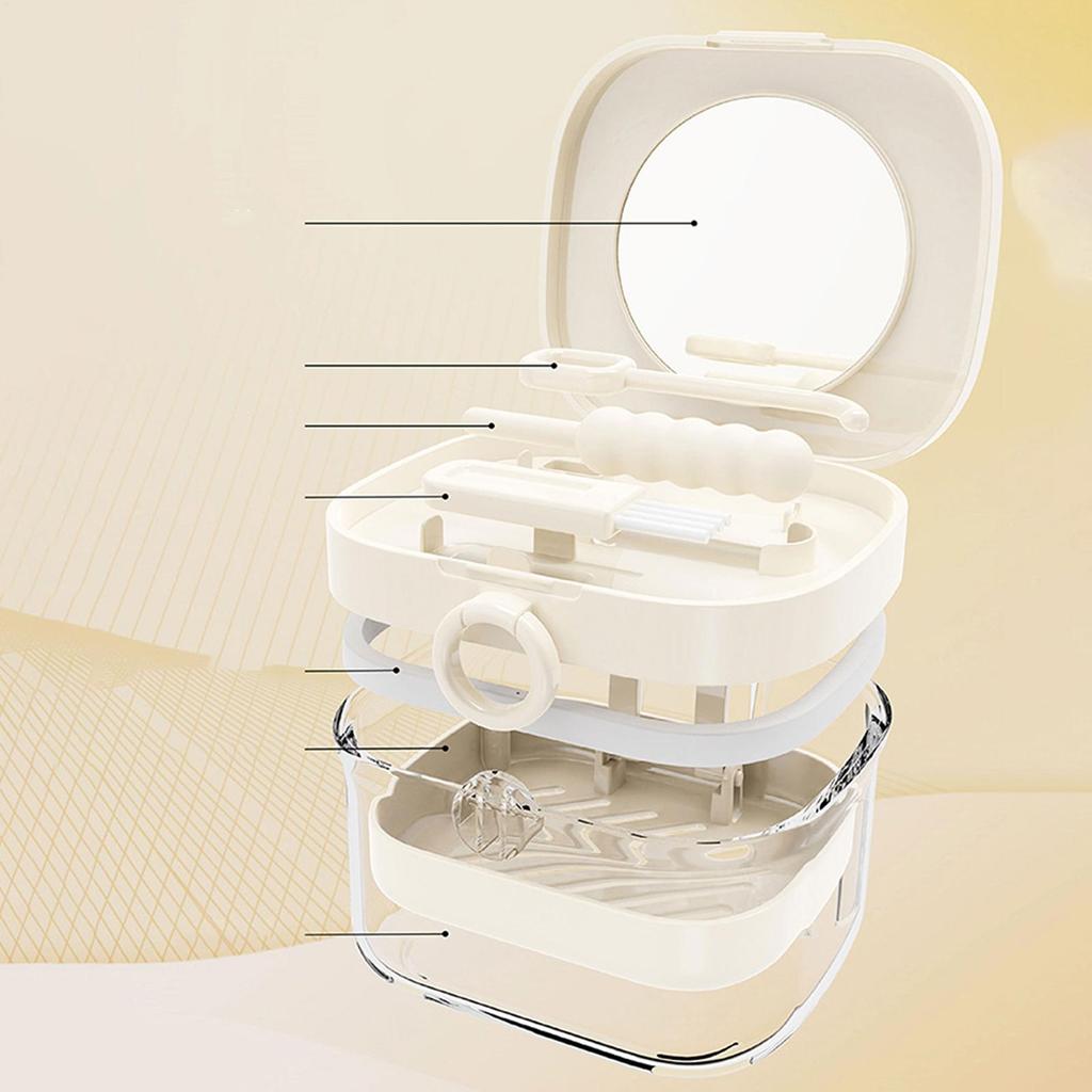 Denture Holder Case For Soaking Denture Holder Case Set With Mirror Teeth Protection Cover Cleaning Tool Set For Teen Girl Teen