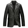Stylish Formal Men's Blazer Black Genuine Leather Soft Lambskin Handmade