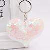 Double-Sided Reflective Sequin Heart Keychain - Colorful Bag Pendant & Car Keyring