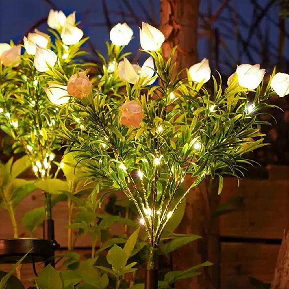42LED Solar Artificial Flower Light Realistic Waterproof Landscape Lamp  Lawn Lighting