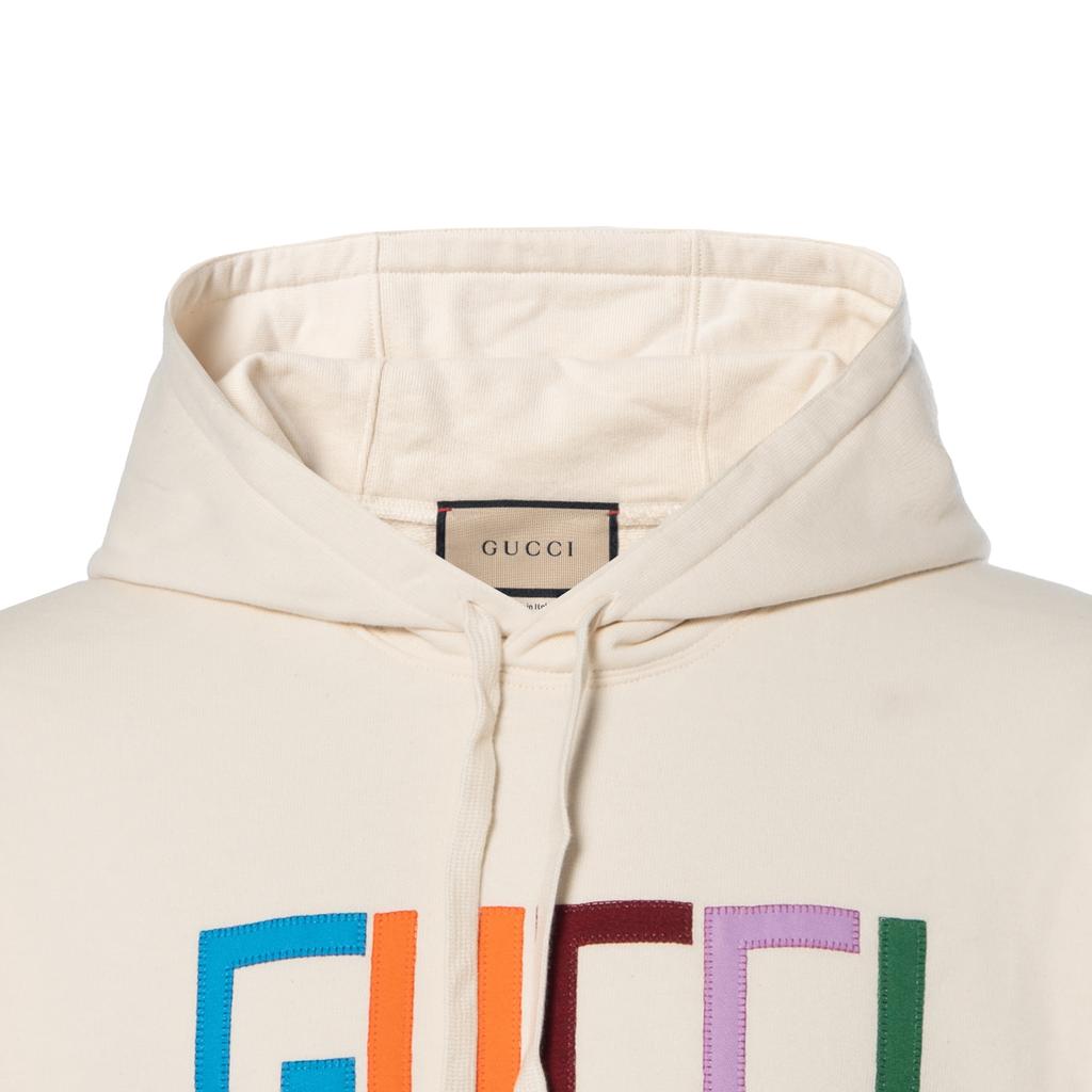 Gucci Felted Cotton Hooded Sweatshirt with Patch 'Ivory' Men's 721427-XJFFW-9162
