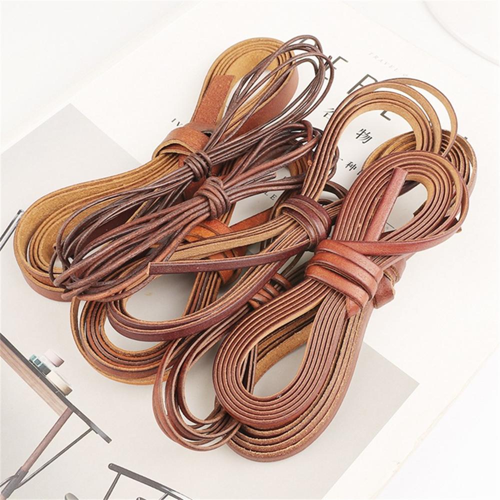 2m Vintage Cowhide Leather Cord Strip Round/Flat Rope String DIY Bracelet Necklace Braided Craft Jewelry Making Accessories