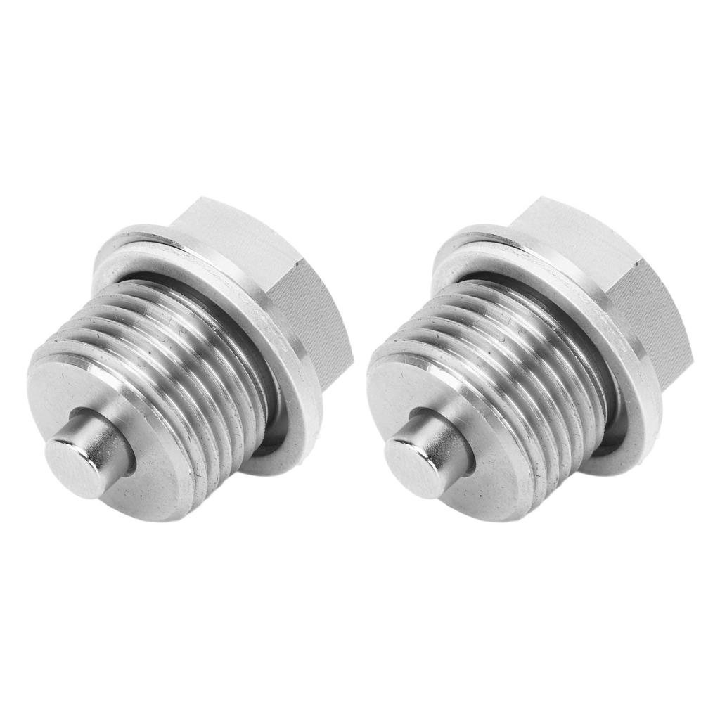 1 Pair Oil Drain Plug with 2pcs Washer Stainless Steel Magnetic Oil Sump Nut Replacement for GM KIA