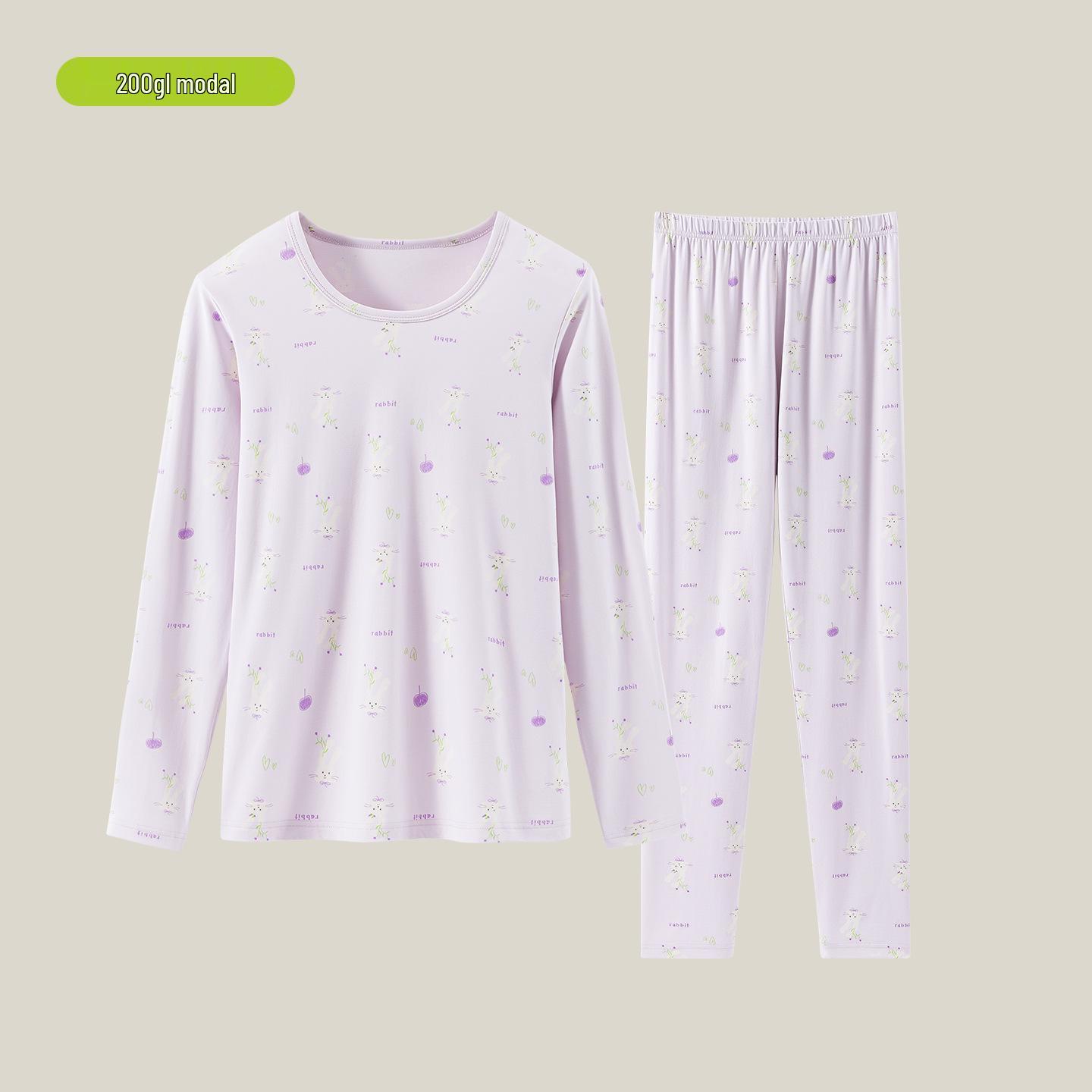 

Modal Girls Autumn Long Johns Set: Antibacterial Base Layer Sleepwear for Teens XXL светло-фиолетовый
