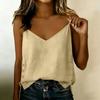 Women Sleeveless Linen Cotton Tank Top V Neck Loose Fit Casual Blouse with Side Button Detail for Summer Wear