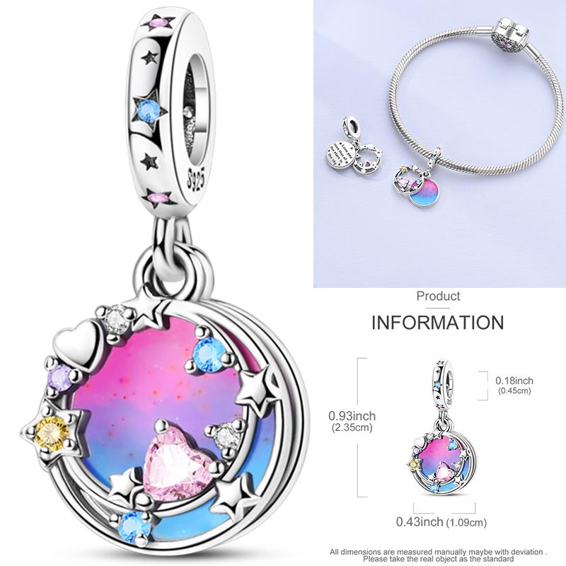 

Inlaid Zirconium Sun 925 Silver Travel Balloon Butterfly Love Family Sister Heart Charm Fits Women Jewelry