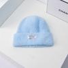 Hat Women's New Imitation Mink Autumn and Winter All-match Patch Wool Hat Knitted Hat Warm Pullover Ear Protection Cold Hat