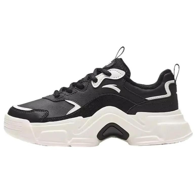 Anta Rabbit Shoes , Winter Platform Fleece Lining Abrasion Resistant Low top Casual Shoes Women's Black White (Unisex) Casual Shoes