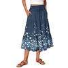 Womens Maxi Skirt Drawstring High Waisted Summer Long Skirts Lightweight Tiered Flowy Floral Pleated Skirts