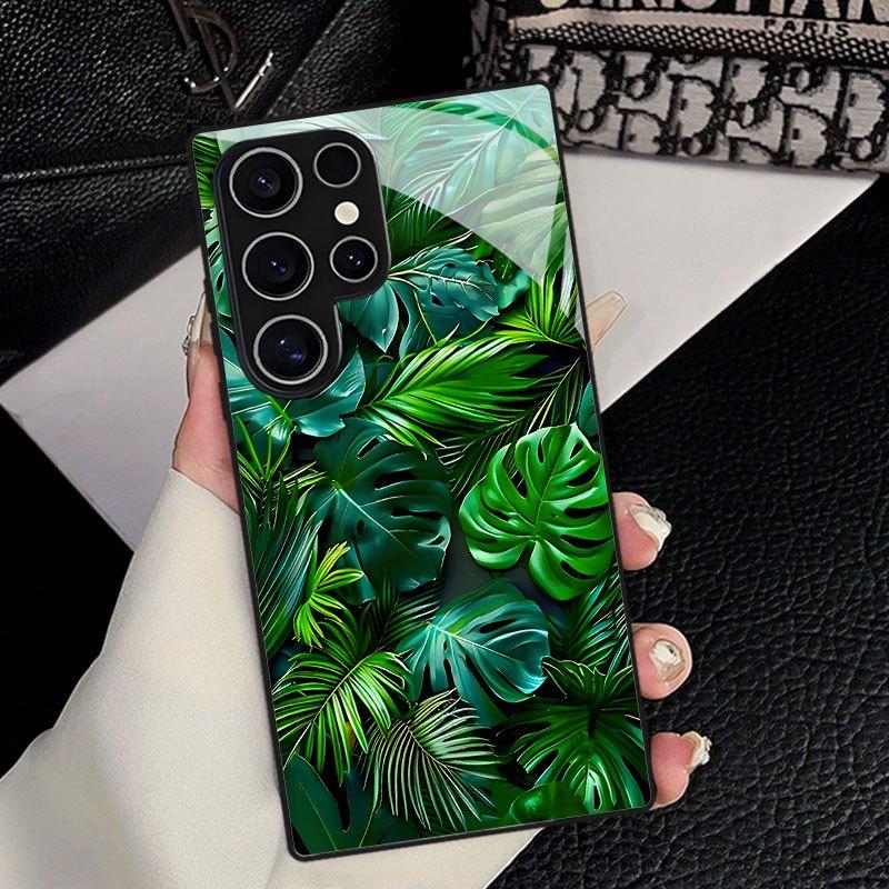Tropical plant print green leaf pattern phone case for Samsung S21 S23 PLUS S24 Plus S25 S25 A36 A54 back cover