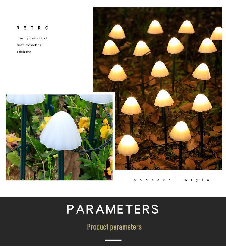Solar LED Mushroom Garden Lights - Outdoor Lawn and Courtyard Decoration with Flashing Color Strings