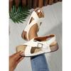 Damen Übergröße Neue Sommer Schnalle Peep Toe Flache Mode Europäisch Amerikanischer Stil Strand Kreuzriemen Sandalen