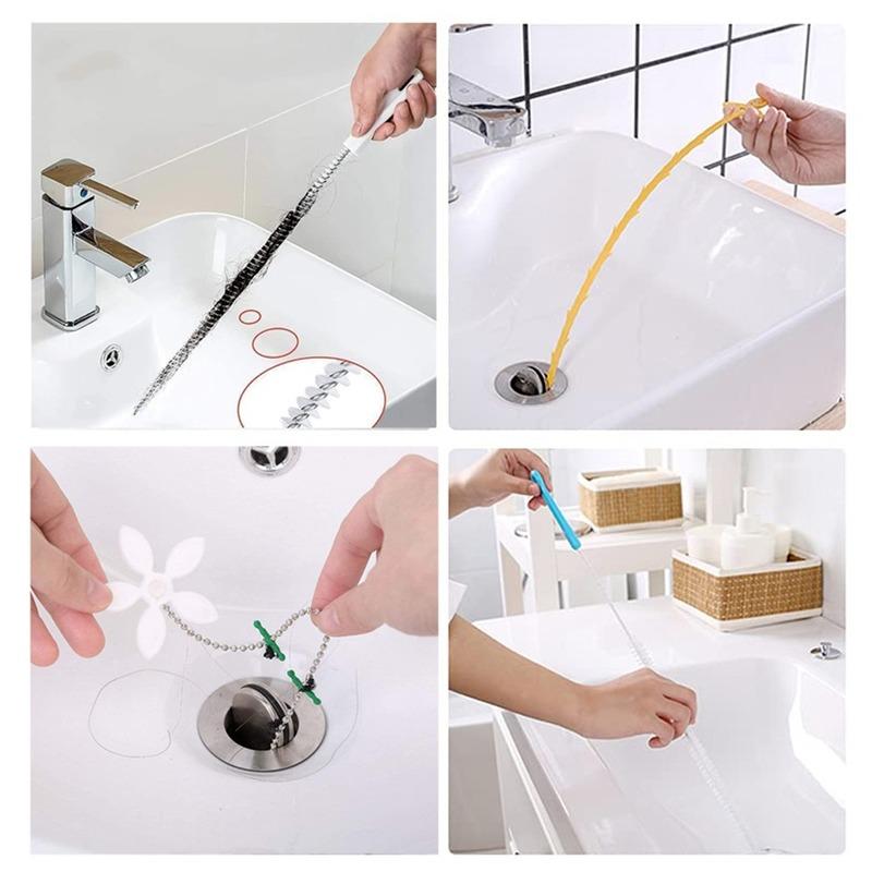 Spazzola per dragare il tubo da 45 cm Spazzola per capelli per il bagno Fogna Lavello Spazzola per la pulizia Pulitore di scarico Pulitore flessibile Strumento per la rimozione del foro della spina