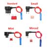 12V Fuse MINI SMALL MEDIUM Size Car Fuse Holder Add-a-circuit TAP Adapter With 10A Micro Mini Standard ATM Blade Fuse With Fuses4
