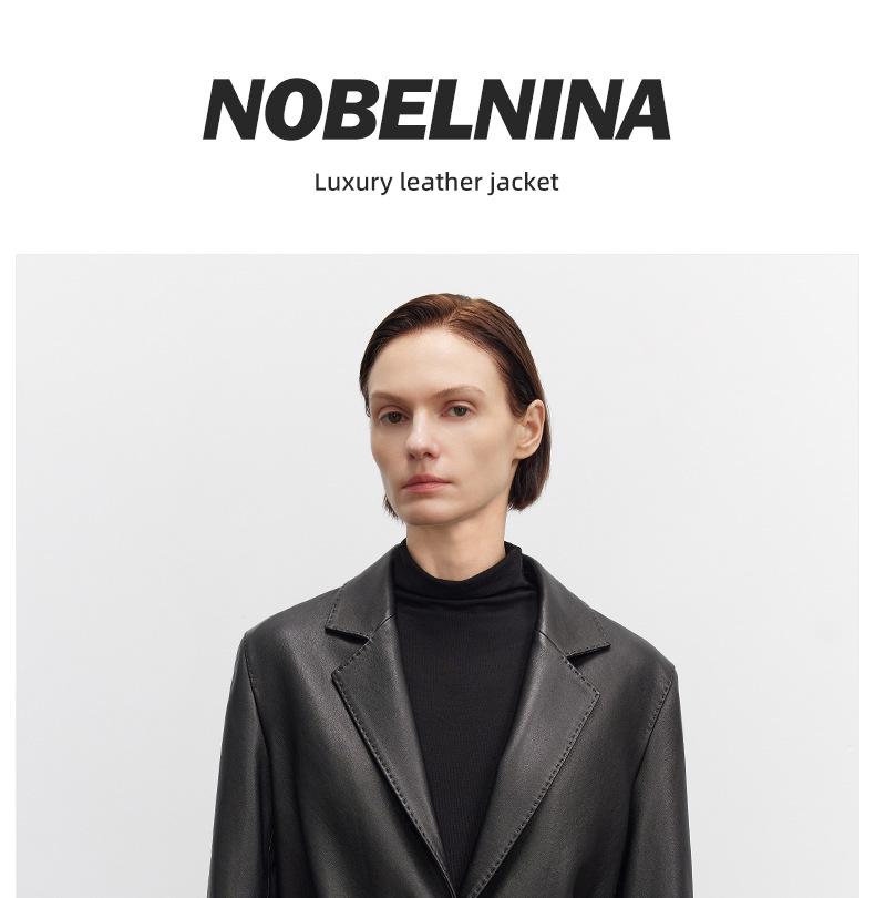 2025 Spring Women's Vintage Mid-Length Genuine Sheepskin Leather Jacket