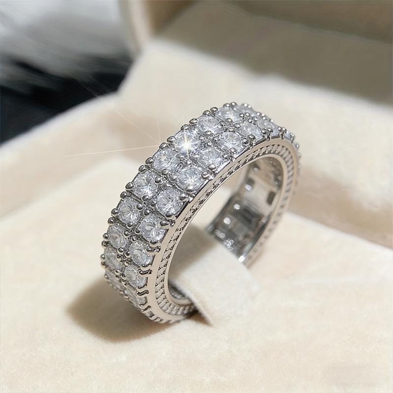 European and American fashion light luxury full zircon street domineering punk hip-hop ring, unisex temperament exquisite ring