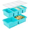 Silicone Freezer Tray With Lid-Soup Freezer Container molds-Large Ice Cube Tray Set Makes 1-Cup & 2-Cup Portions Cubes