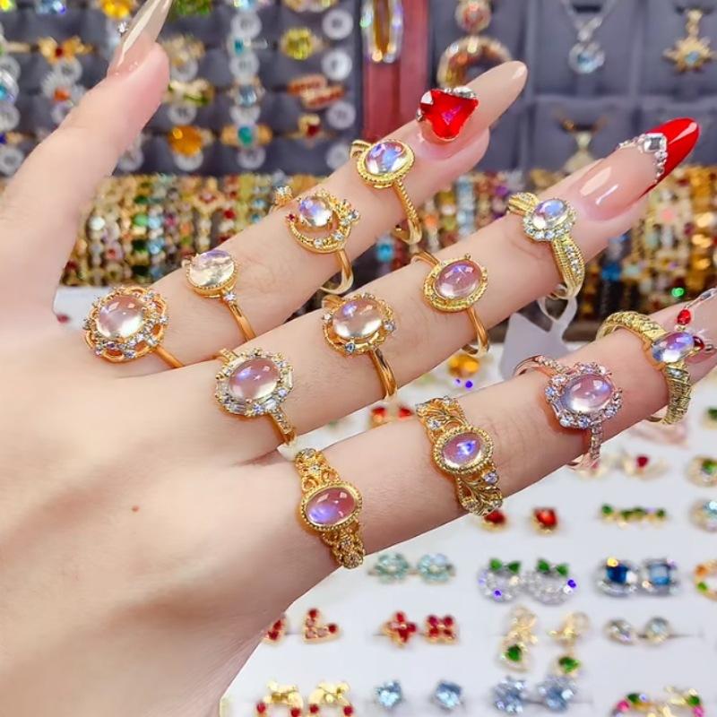 Anello in pietra preziosa hot-selling dal vivo design femminile anello dito indice anello aperto
