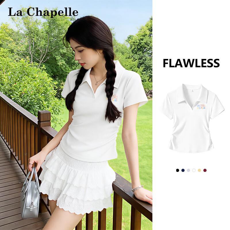 La Chapelle Women s Polo Collar Slim-Fit Short Sleeve T-shirt 2XL