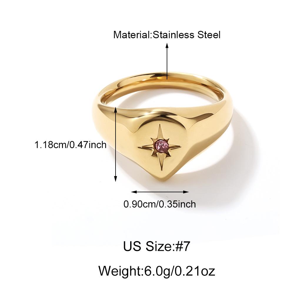 Trendiger Edelstahl-Achtzackstern-Ring für Damen mit Diamantakzenten