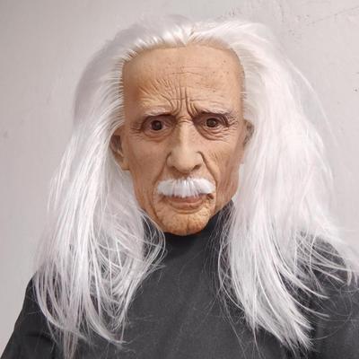 Realistische Vollkopf-Latexmaske mit Bart für Männer Lange weiße Haare Halloween-Kostümparty-Requisite Alter Mann Cosplay Kopfbedeckung