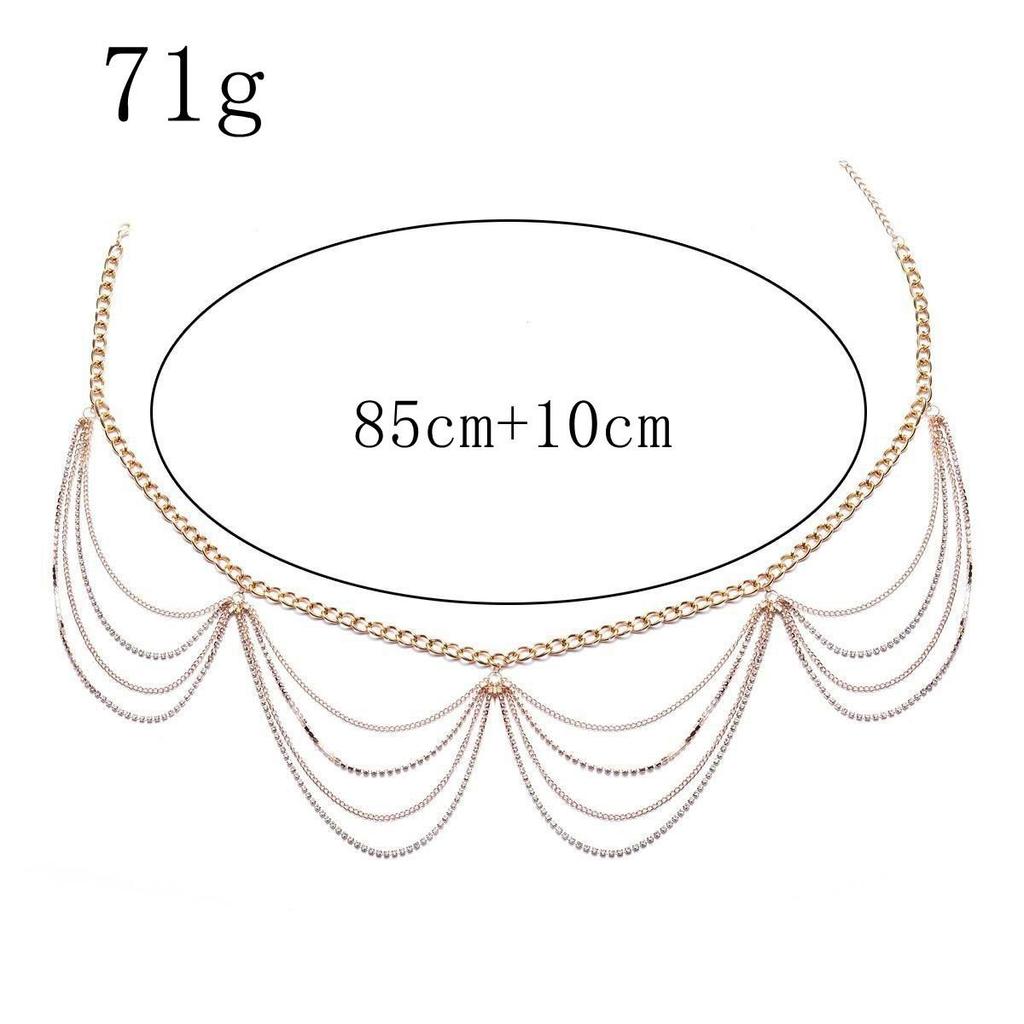 Versatile Metal Rhinestone Tassel Waist & Body Chain for Women 